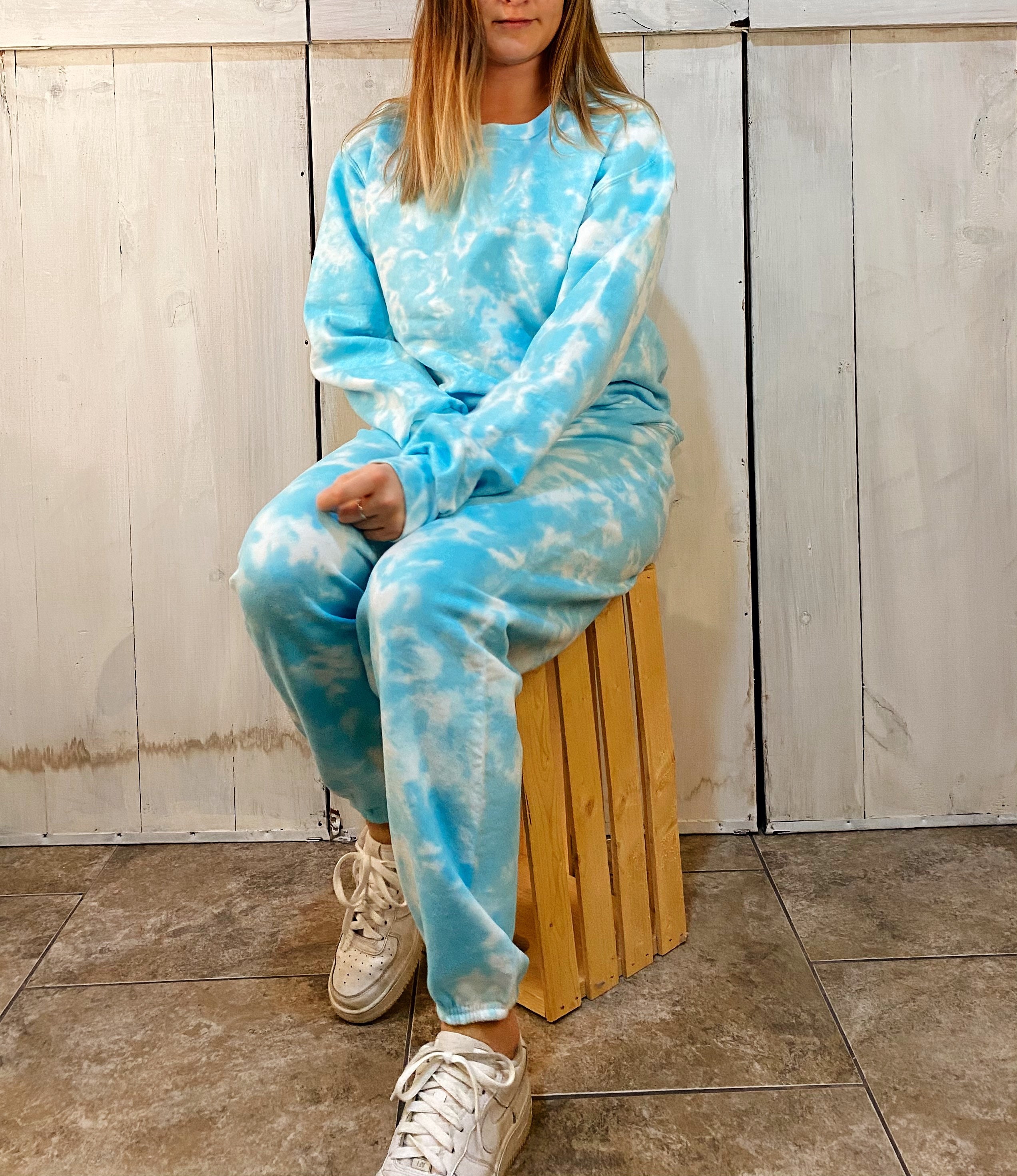 White tie dye sweatsuit sale