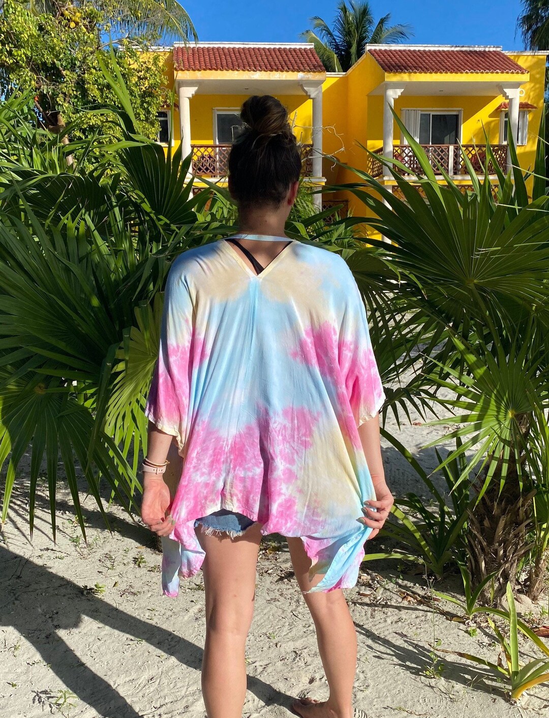 Tie-dye Rayon Kimono / Ruana /wrap //