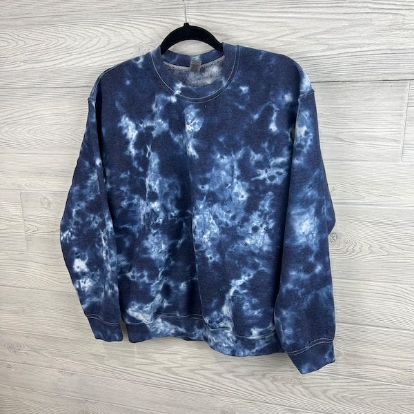 Tie-Dye Crew Neck Sweatshirt // Navy + blue jean color