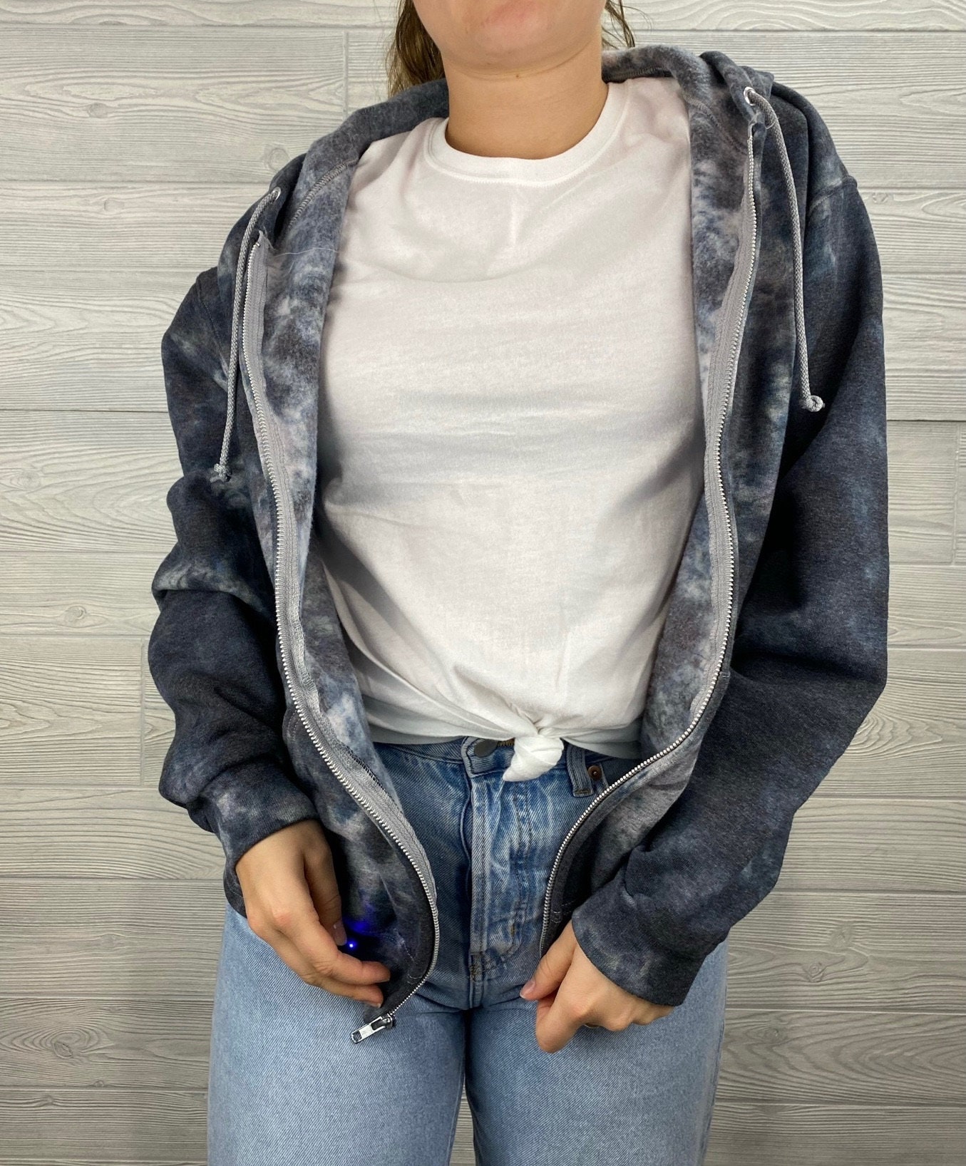 Tie-dye Zip-up Hoodie // Wind: Black & Gray // Loungewear - Etsy