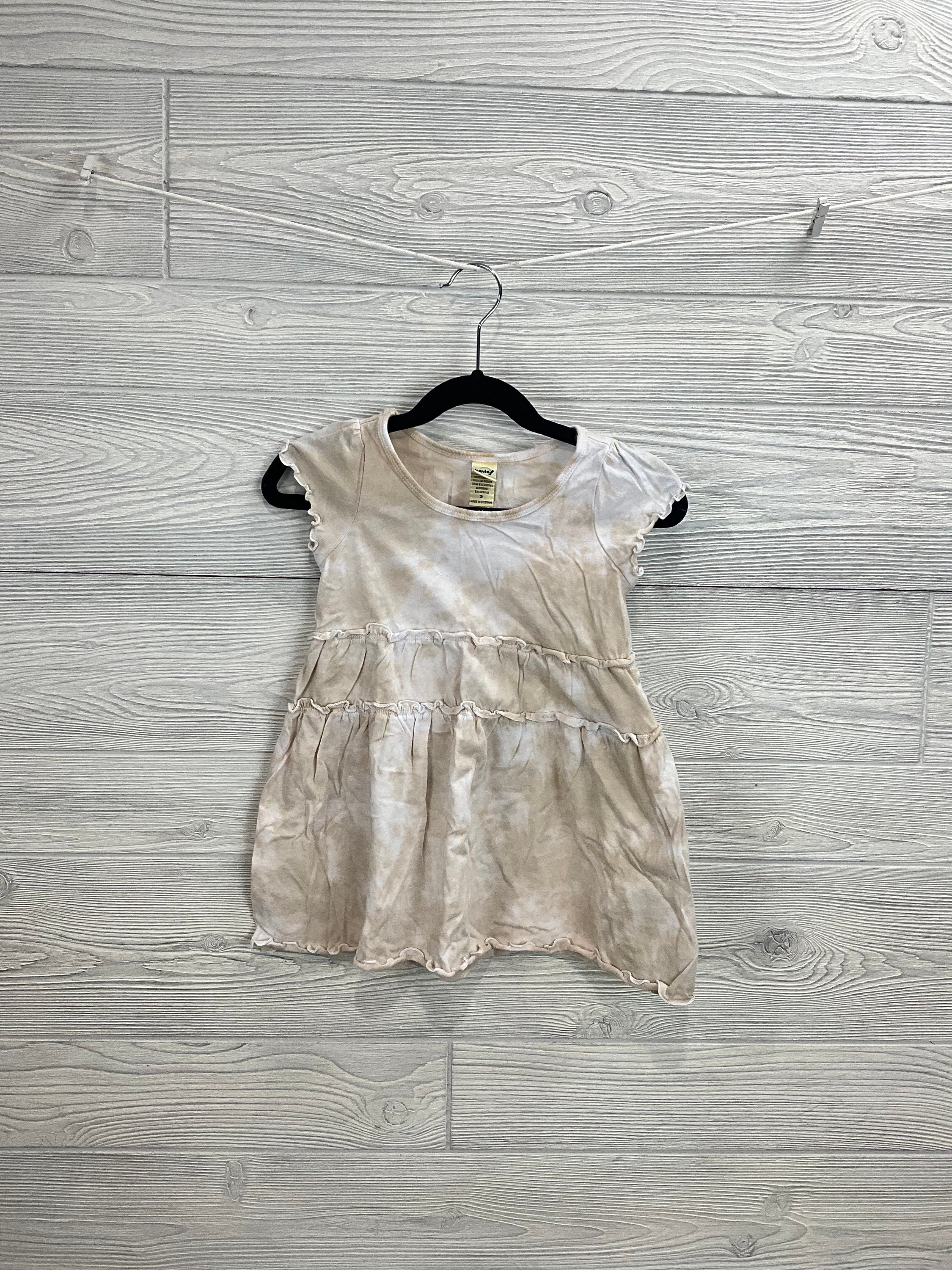Girls Tie-Dye Sundress: Caramel colored Double Ruffle, Lettuce Trim