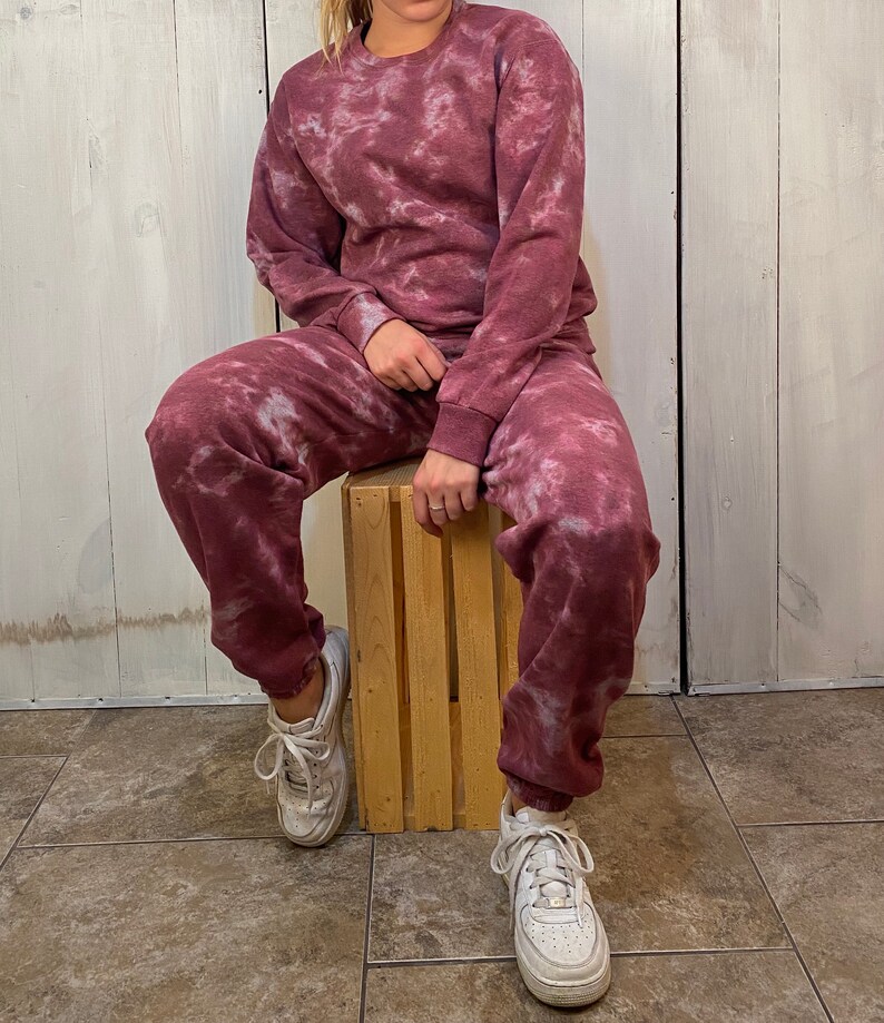 Tiedye Sweatsuit Set // Burgundy // Crew Etsy