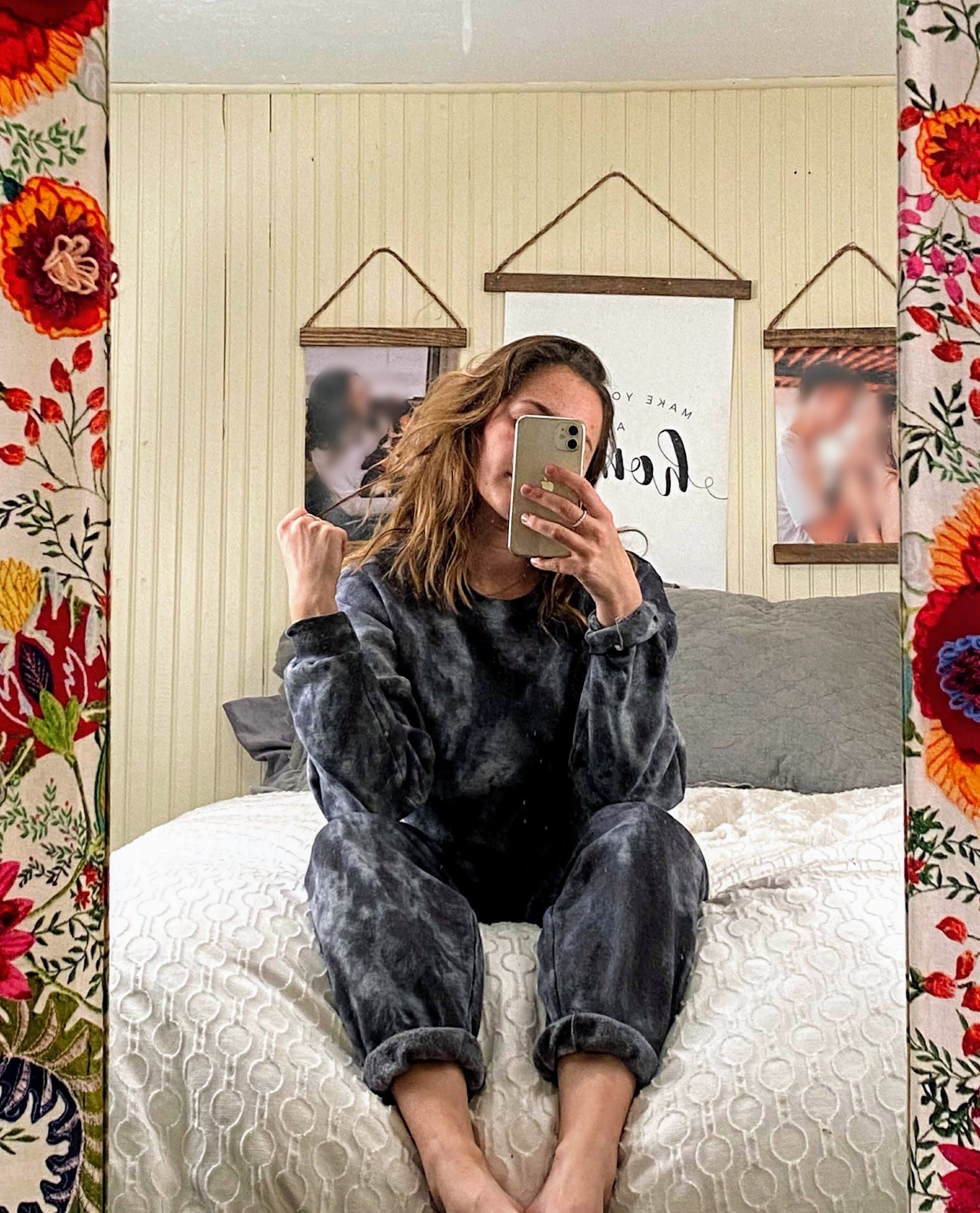 Tie-dye Sweatsuit Set // Wind - Black W/blue Hue & Grey