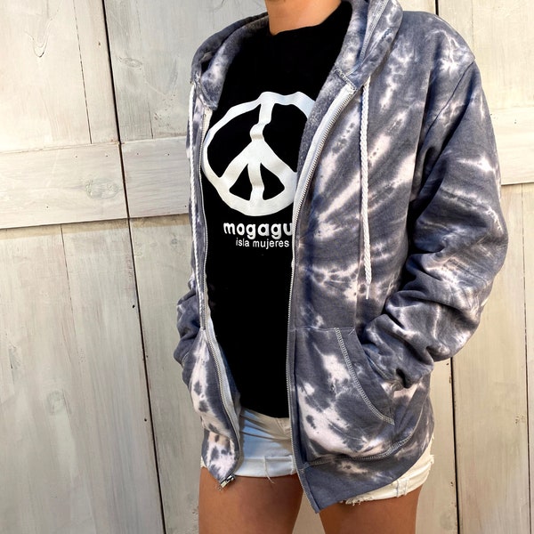 Zip-Up Tie-Dye Hoodie // Silver // loungewear