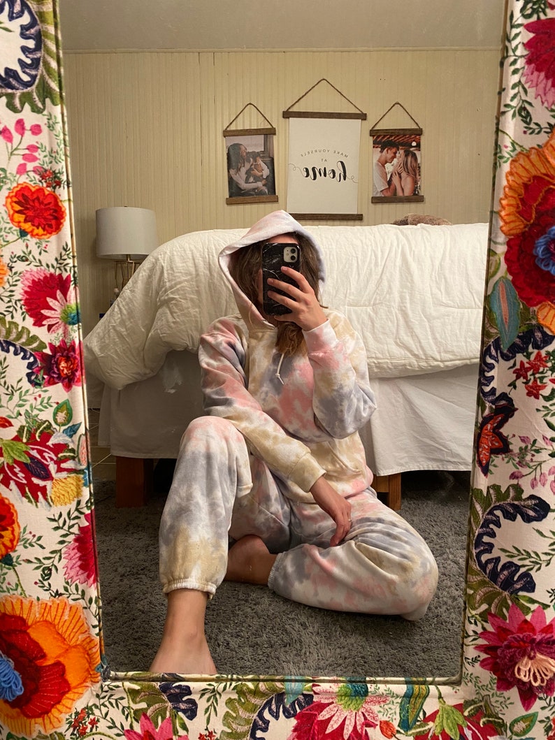 Tie-Dye Sweatsuit Set / Confetti: pink tan gray & white / | Etsy