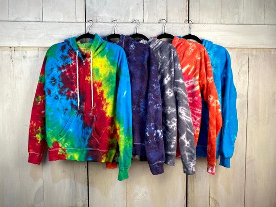 Tie-dye Zip-up Hoodie // Jewel: Pink, Teal, Light Lavender Purple