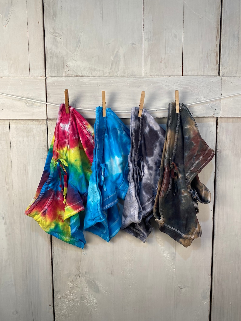 Tie-Dye drawstring Shorts Rainbow Crinkle cotton