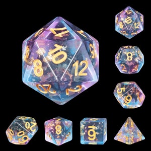 Stary Crystal - Sharp Edge Dice - 7 piece polyhedral dice set, DND, RPG Dice Set