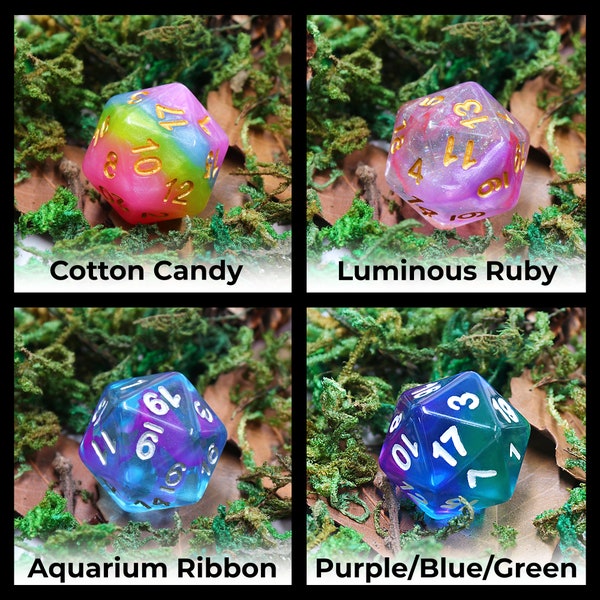 Premium D20 Dice - Assorted D20 - Multiple Styles Available - 20mm -  Dungeons and Dragons, DND, MTG Game
