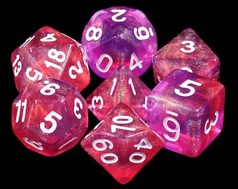 Carbon Stars Dice Set, 7 piece polyhedral dice set, DND, RPG Dice Set