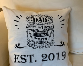 Best Dad Ever Printed Canvas Cushion Cover ideal Fathers Day Gift