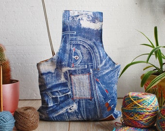 Wrist Crochet and Knitting Project Bag with Jeans Patern