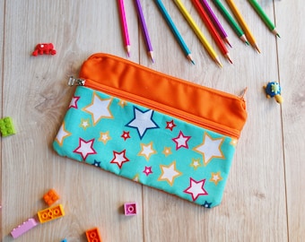 Starry Cotton Pencil Case, Zippered Pen Pouch