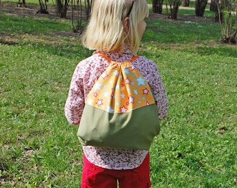 Starry Cotton Drawstring Backpack, Kids Cinch Sack