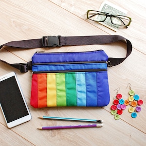 Rainbow Fanny Pack, Bolsa de cintura impermeable, Bolsa de cadera de nailon, Cartera de cinturón, Accesorio del Orgullo LGBT