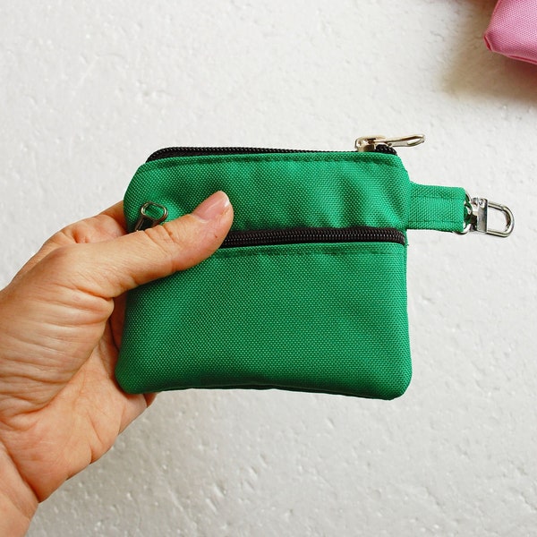 Green Mini Coin Pouch, Earphones Organizer, Cards Cash Purse, Money Change Bag, Small Keychain Bag