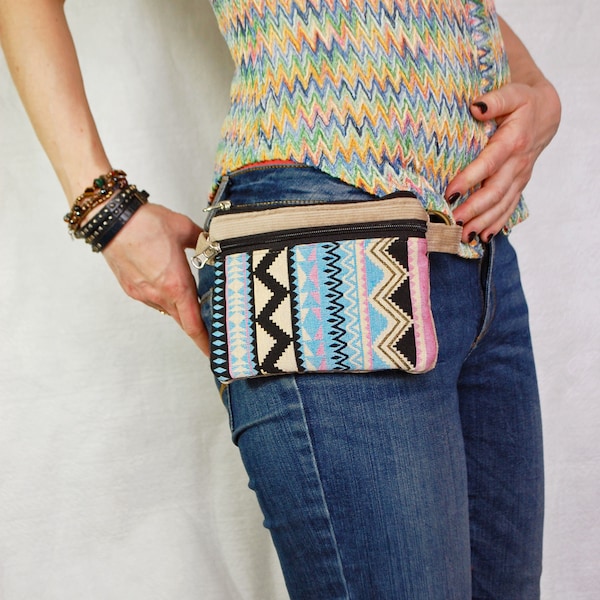 Ethnic Belt Bag Purse for Women, Phone Money Waist Pouch, Festival Travel Pocket Mini Fanny Pack