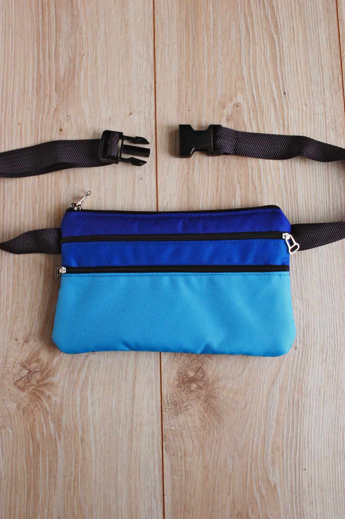 Blue Flat Nylon Fanny Pack Waterproof Bum Bag Slim Unisex Etsy