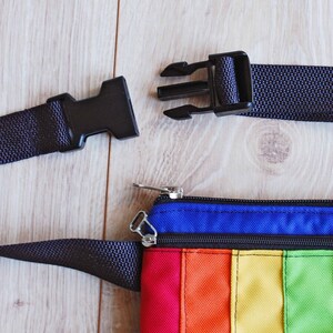 Rainbow Fanny Pack, LGBT Pride Accessory, Waterproof Waist Bag, Nylon Hip Pouch, Belt Wallet image 6