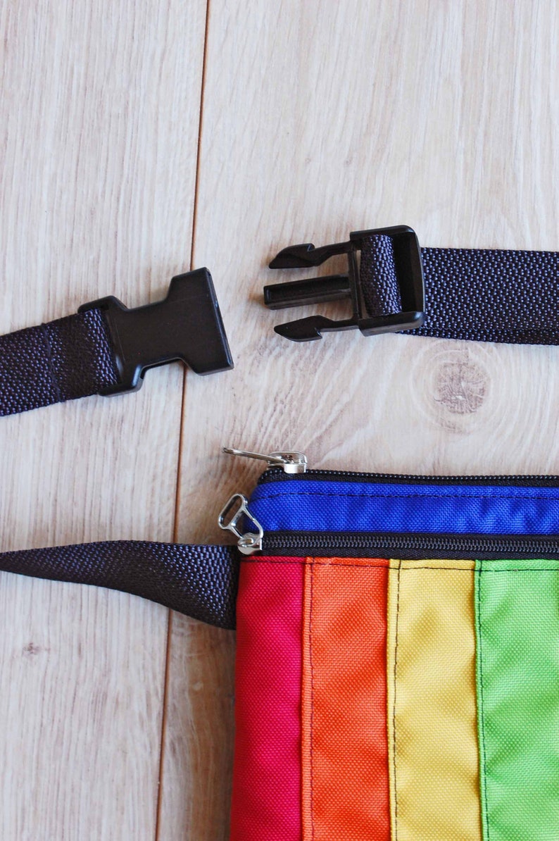 Rainbow Fanny Pack, LGBT Pride Accessory, Waterproof Waist Bag, Nylon Hip Pouch, Belt Wallet image 6
