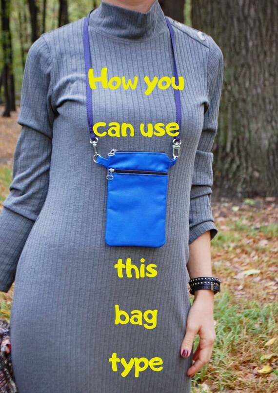 Tragbare Umhängetasche für den Ausweis, Handytasche color Blau