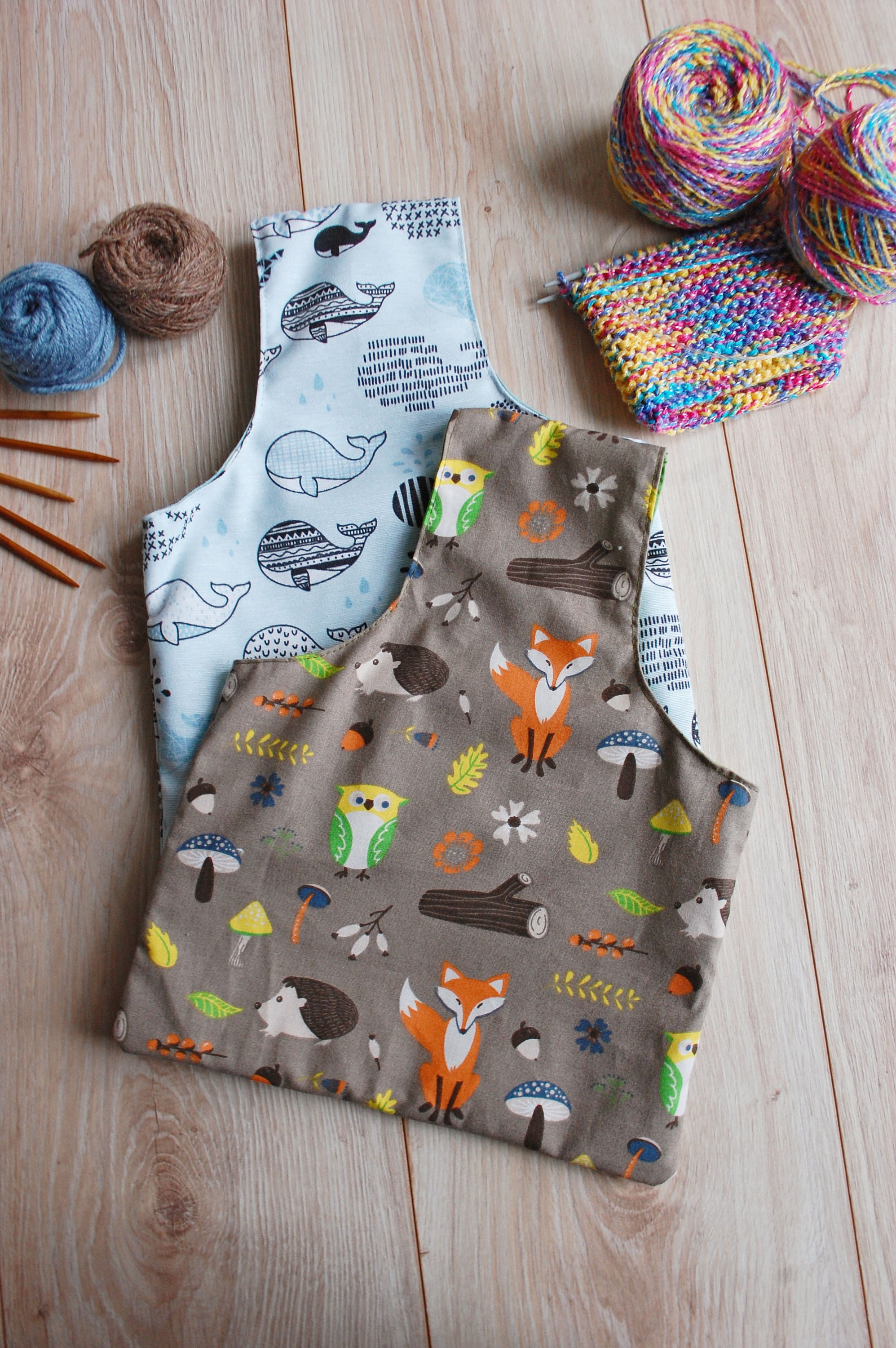 Wrist Knitting Project Bag with Woodland Print Crochet Etsy