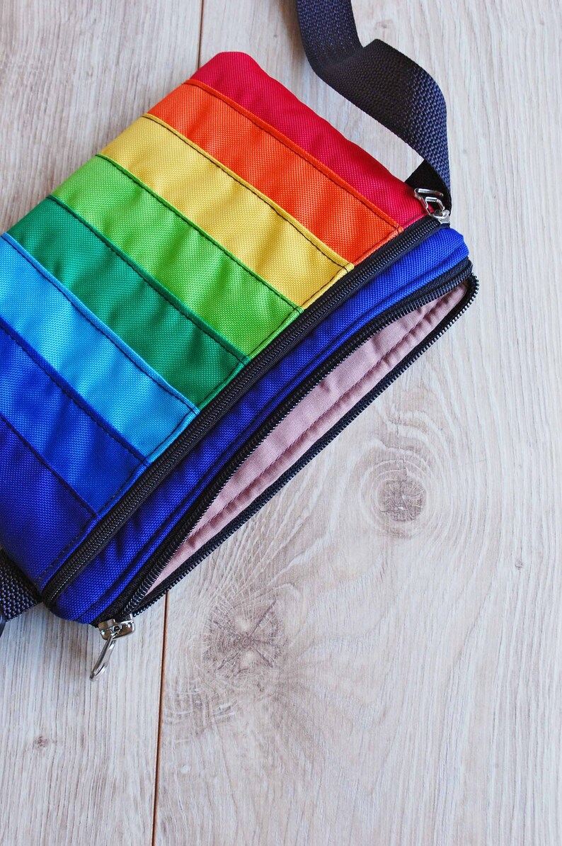 Rainbow Fanny Pack, LGBT Pride Accessory, Waterproof Waist Bag, Nylon Hip Pouch, Belt Wallet image 8