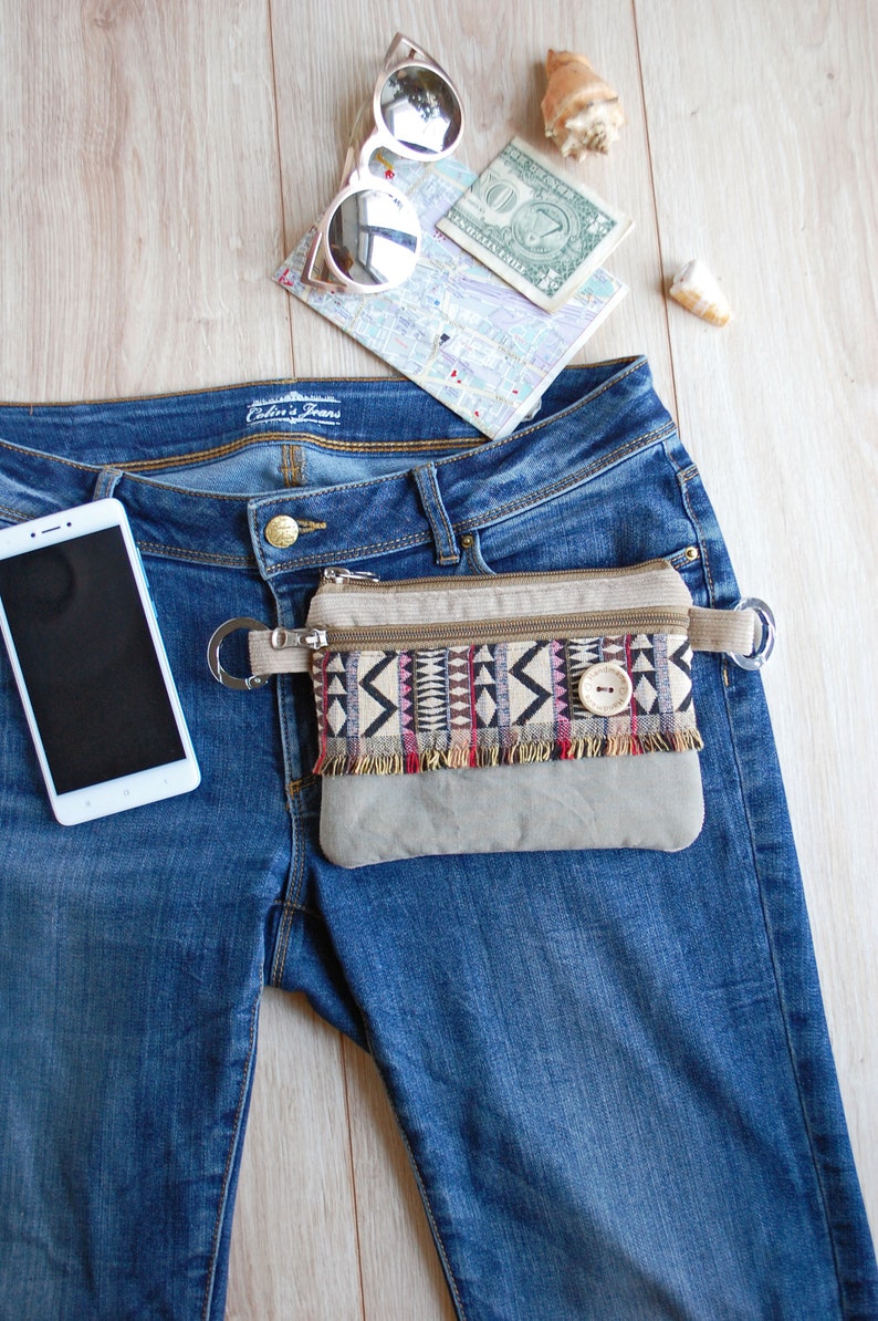 Festival Travel Pocket Belt Wallet Velvet Phone Money Waist Purse Boho Belt Pouch Women