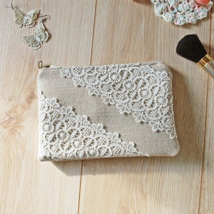 Small Simple Ivory Lace Burlap Bridal Clutch, Rustic Style Wedding Bag ...
