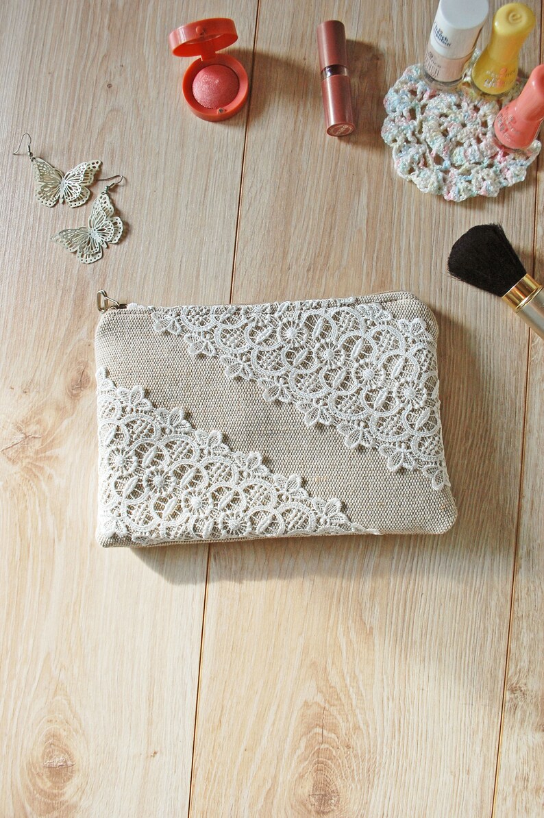 Small Simple Ivory Lace Burlap Bridal Clutch Rustic Style - Etsy