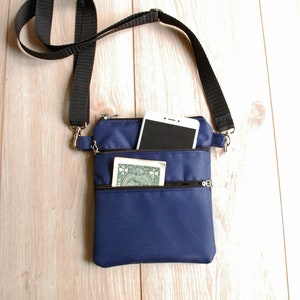 Blue Waterproof Nylon Crossbody Bag, Cell Phone Pouch, Travel Wallet image 5