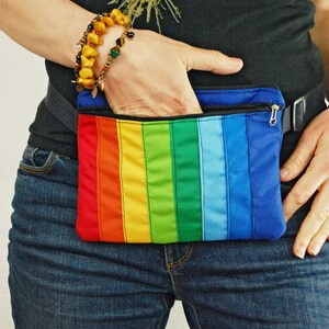 Rainbow Fanny Pack, LGBT Pride Accessory, Waterproof Waist Bag, Nylon Hip Pouch, Belt Wallet image 3