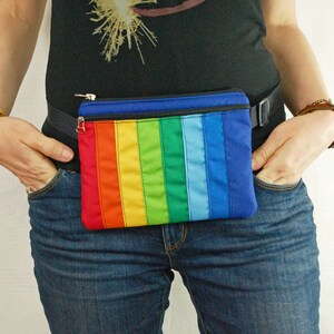 Rainbow Fanny Pack, LGBT Pride Accessory, Waterproof Waist Bag, Nylon Hip Pouch, Belt Wallet image 1