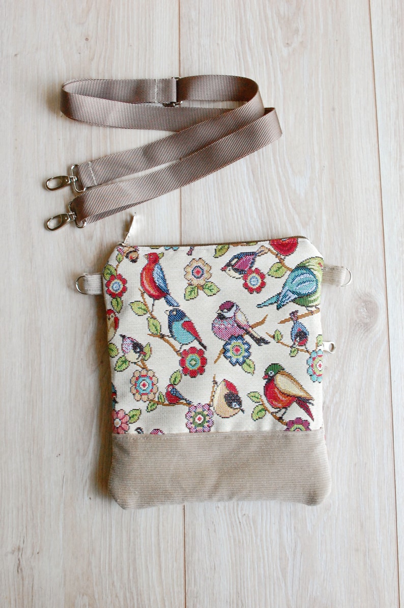 Velvet Crossbody Bag Over Body Cross Shoulder Pouch Bird - Etsy