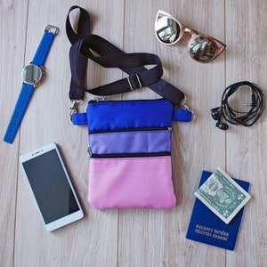 Pink Personalized Crossbody Purse with Initials Cell Phone Bag Customized Crossover Wallet Over Shoulder Pouch