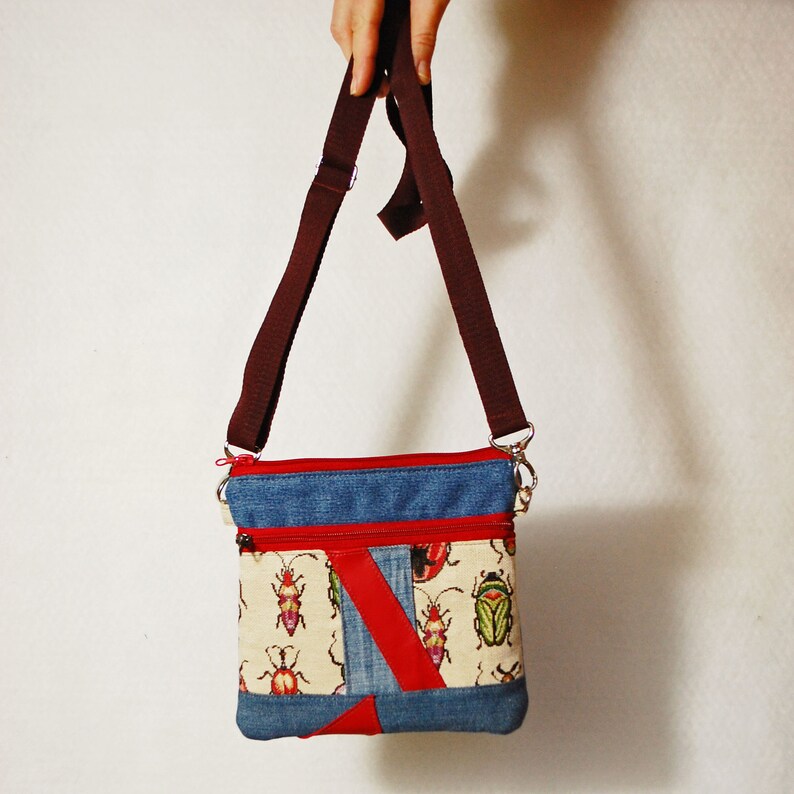 Hippie Crossbody Purse with Beetles Bugs Over Cross Shoulder Etsy