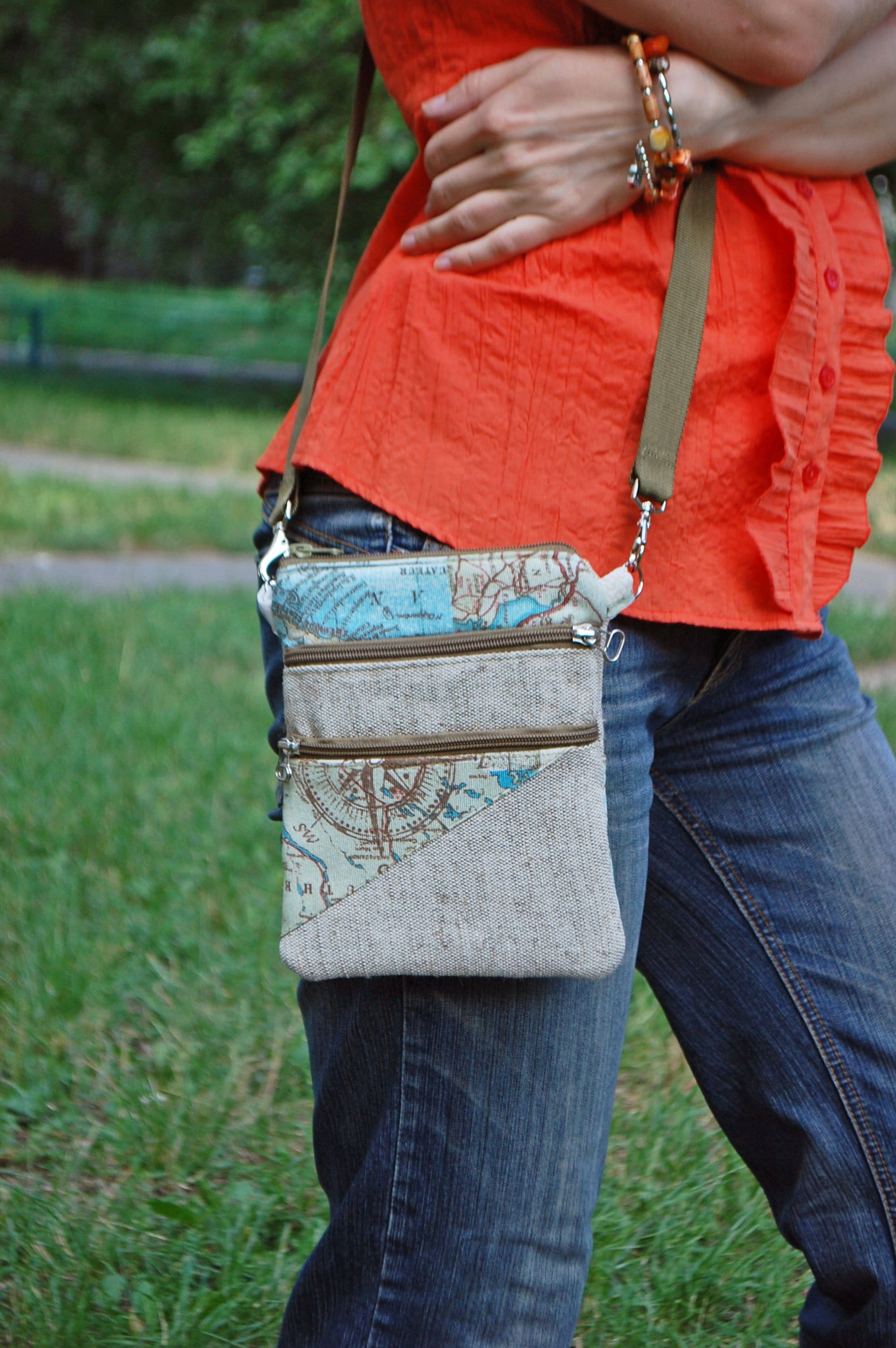Beige Zippered Over Shoulder Bag for Phone Money With Old Map Print Burlap Unisex Mini Crossbody Purse Small Linen Shoulder Strap Pouch Etsy