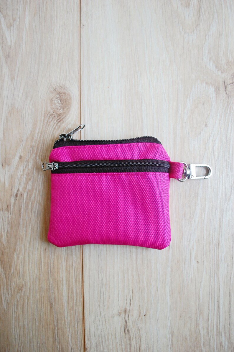Pink Coin Purse Keychain Small Fuchsia Change Pocket Money Pouch Earphones Bag