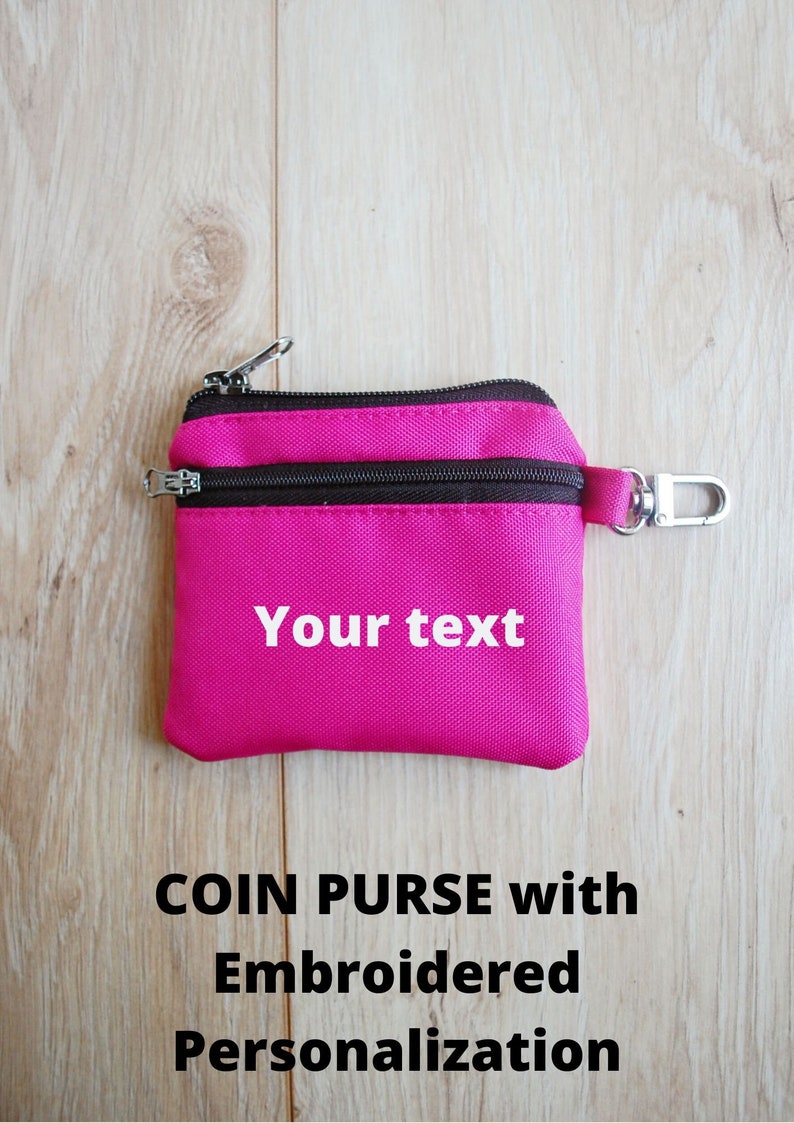 Pink Coin Purse Keychain Small Fuchsia Change Pocket Money Pouch Earphones Bag