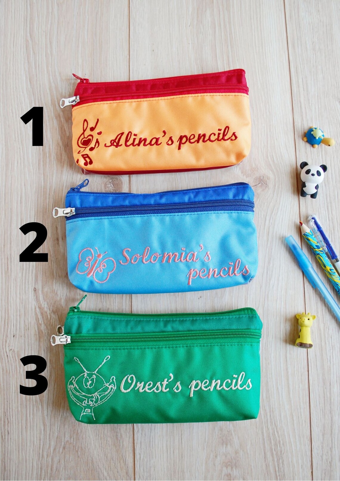 Personalized Pen Pencil Case for Girls Zipper Embroidered Etsy