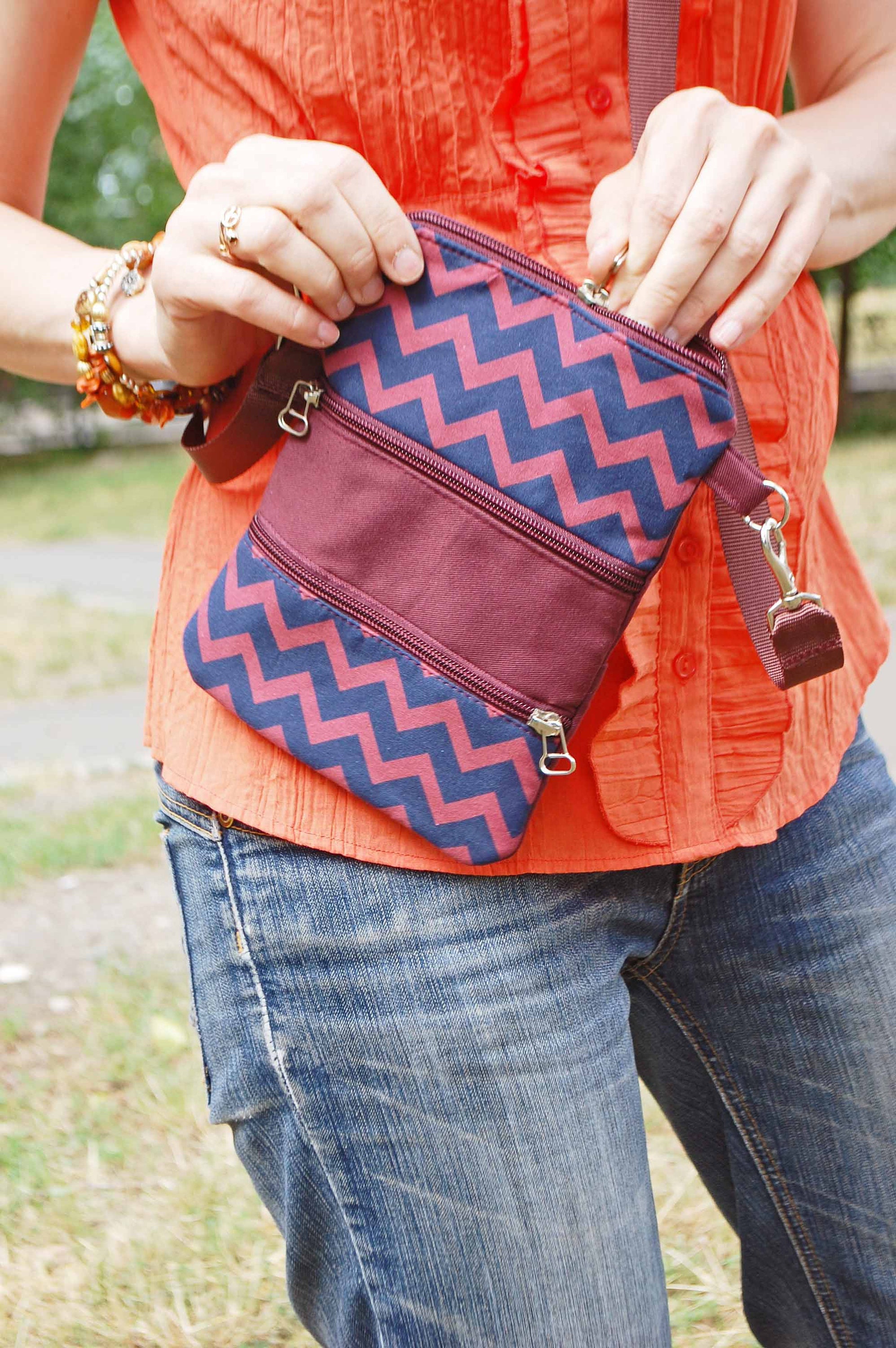 Small Maroon Crossbody Purse with Pockets | Etsy