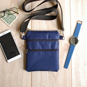 Blue Waterproof Nylon Crossbody Bag, Cell Phone Pouch, Travel Wallet image 4