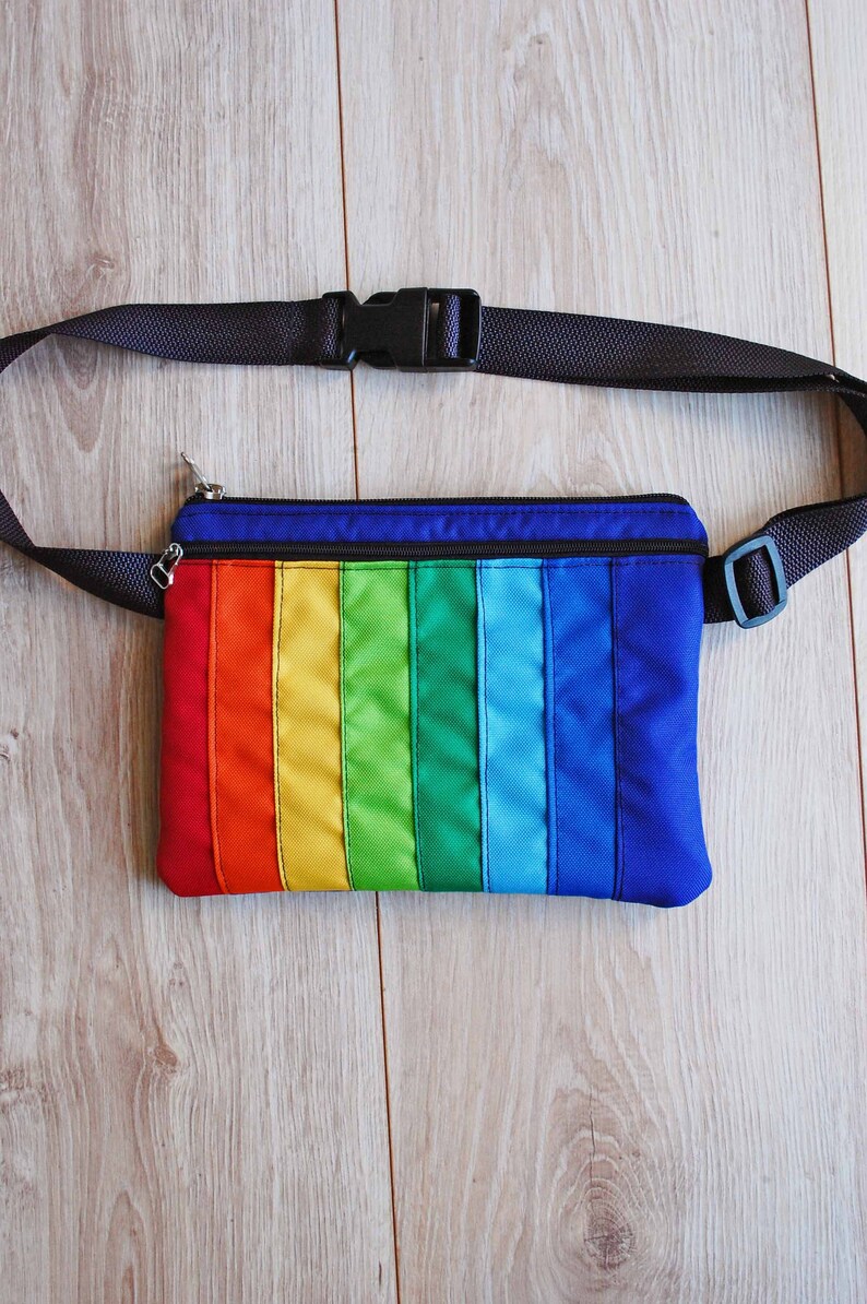 Rainbow Fanny Pack, LGBT Pride Accessory, Waterproof Waist Bag, Nylon Hip Pouch, Belt Wallet image 4