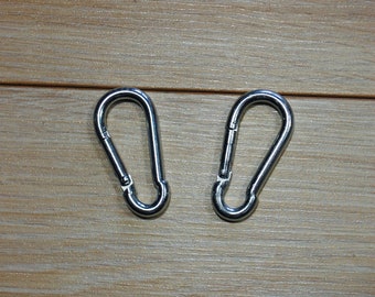 Oblong Silver Carabiner Clasp, Keychain Ring, Bag Purse Supplies