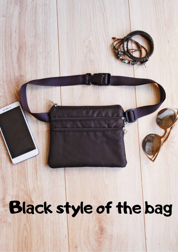 Dark Blue Fanny Pack for Women and Men Flat Small Waist Bag Belt