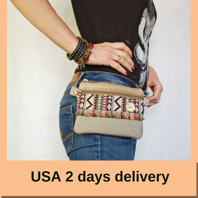 Festival Travel Pocket Belt Wallet Velvet Phone Money Waist Purse Boho Belt Pouch Women