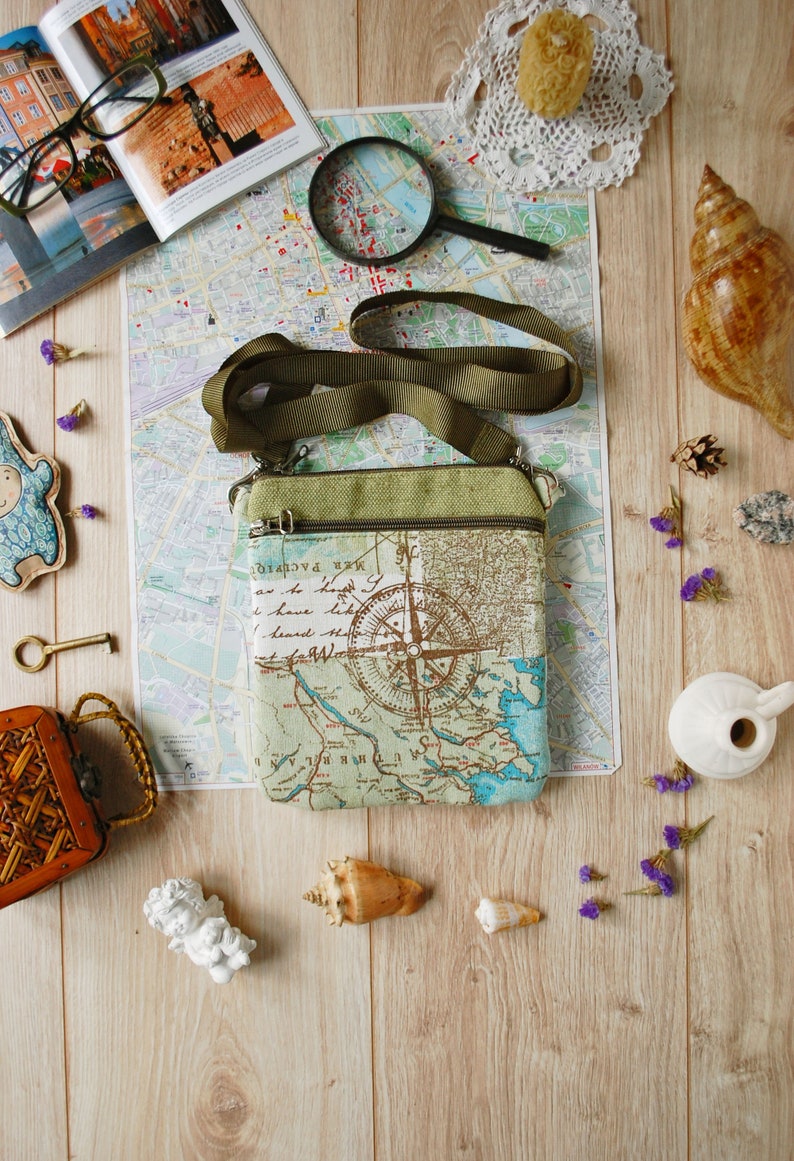 Green Cross Body Bag Women Vegan Pockets Small Over Shoulder Etsy