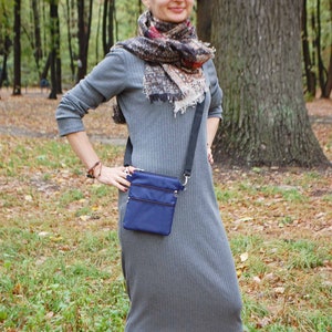 Blue Waterproof Nylon Crossbody Bag, Cell Phone Pouch, Travel Wallet image 3