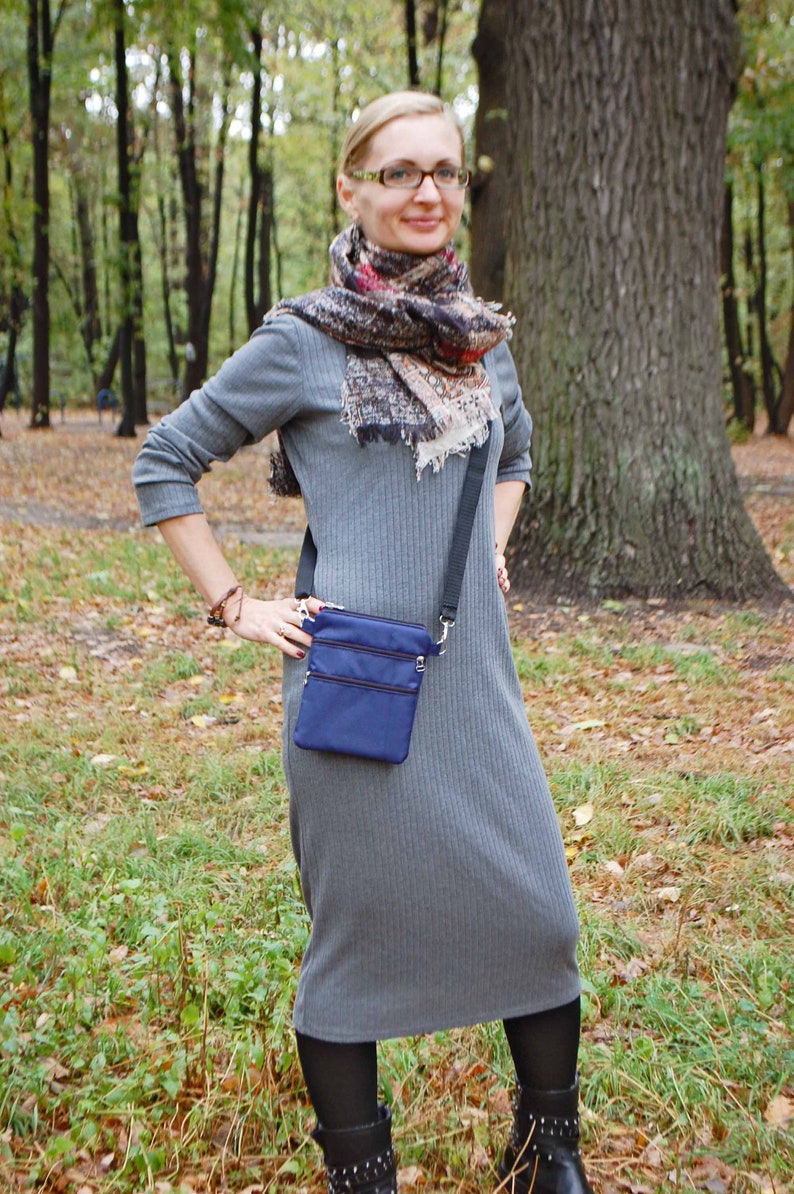 Blue Waterproof Nylon Crossbody Bag, Cell Phone Pouch, Travel Wallet image 3