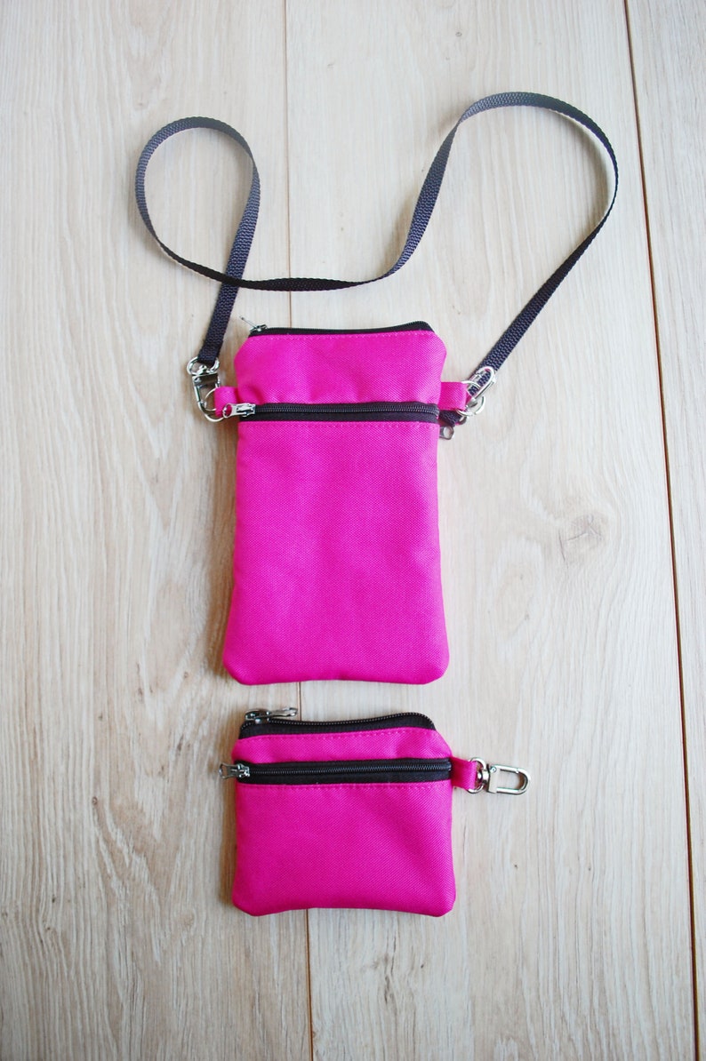 Pink Coin Purse Keychain Small Fuchsia Change Pocket Money Pouch Earphones Bag